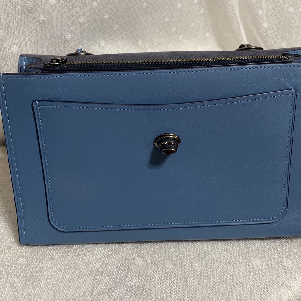 *SOLD*Coach Parker Slate Blue Leather Shoulder Bag - Picture 14 of 17